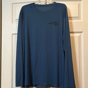 Reel Life XXL Blue Men's Shirt with Flag & Fish Design -Performance Fishing